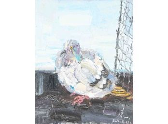 Expressionist Original Oil On Canvas 'Pigeon'