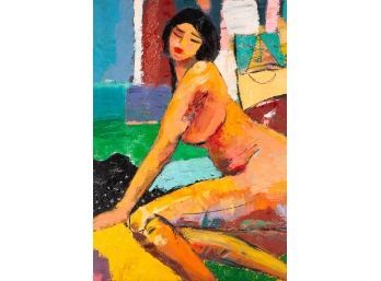 Large Fauvist Original Oil Painting 'Nude Female'