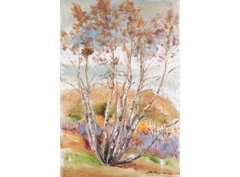 Impressionist Original Oil Painting 'Tree Landscape'