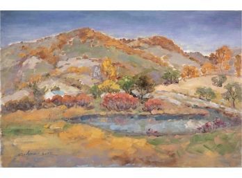 Impressionist Original Oil Painting 'Lake Landscape'