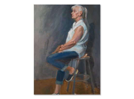 Original Portrait Oil Painting 'Woman In Blue'