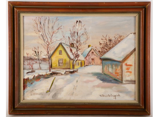 Vintage Landscape Oil On Board 'Day After Snow'