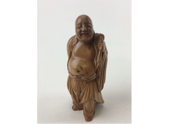 Chinese Boxwood Carving Bag Monk