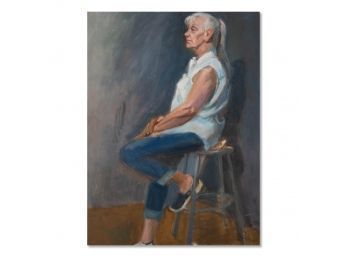 Original Portrait Oil Painting 'Woman In Blue'