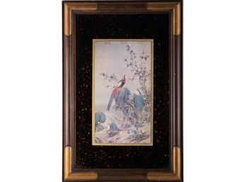 Antique Oriental Wall Art On Paper 'Pheasant'