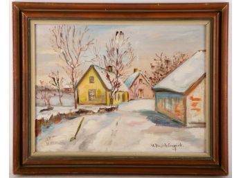 Vintage Landscape Oil On Board 'Day After Snow'