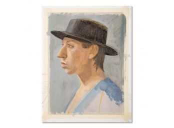 Original Oil On Board Painting 'Woman With Hat'