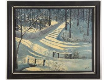 Vintage Landscape Oil On Canvas 'Sunlight'
