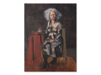 Original Oil On Board Painting 'Woman With Gray Hair'