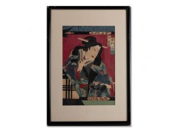Traditional Japanese Woodblock Print ' Beautiful Woman'