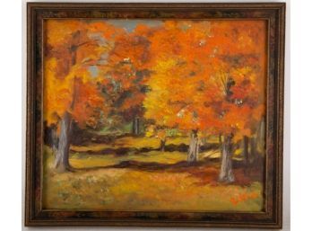 Expressionist Landscape Oil On Canvas 'Autumn View'