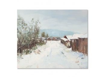 Impressionist Original Oil On Canvas 'Snow Scene'
