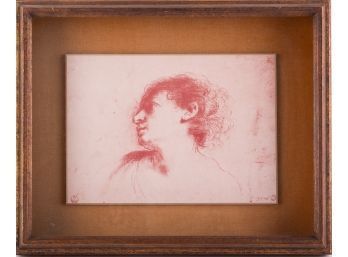 Vintage Modernist Print On Paper 'Woman's Profile'