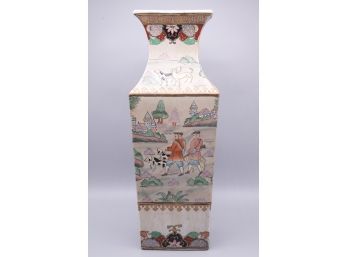 Qianlong Famille Rose Square Porcelain Vase