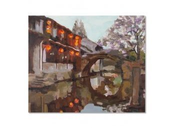 Impressionist Original Oil Painting 'Water Village 6'