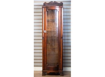 Antique Rustic Wood Vitrine Cabinet With Glass Door