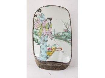 Chinese Old Chinese Box With Hand Painted Lid