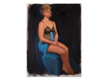 Original Oil On Canvas 'Woman In Blue Nightgown'