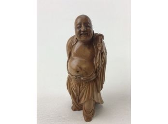 Chinese Boxwood Carving Bag Monk