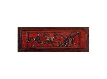 Small Chinese Bamboo Plaque Relief Sculpture