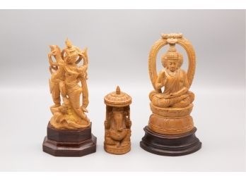 Lot Of Three Indian Sandalwood Sculpture