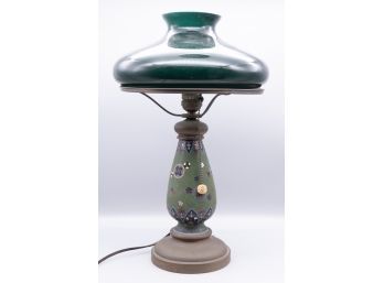 Vintage Emeralite Green Cloisonne Bronze Table Lamp