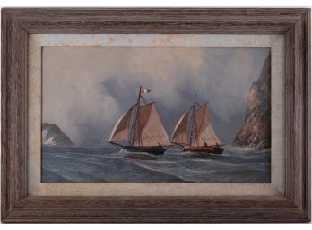 Early 20th Century Nautical Oil On Board 'Sail Boats'