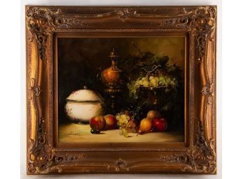 Classical Oil On Canvas Tabletop Still Life
