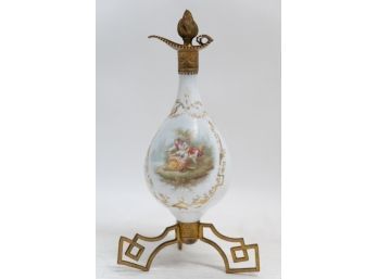 French Bronze And Porcelain Decanter Bottle