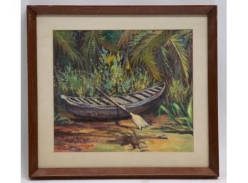 Impressionist Landscape Oil Painting 'Moore Boat'