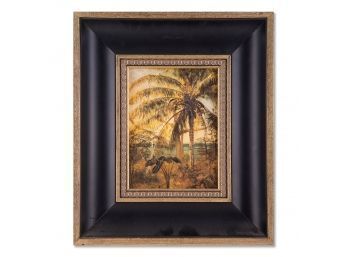 Vintage Impressionist Original Oil Painting 'Palm Tree'