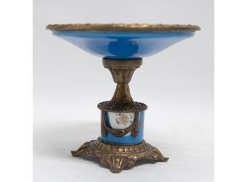 French Bronze And Blue Faience Table Centerpiece