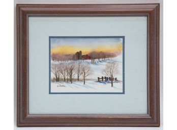 Landscape Watercolor 'Winter Sunset'