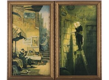 A Pair Of Old Carl Spitzweg Print On Paper