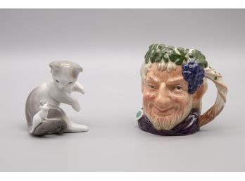 Porcelain Cat Figurine And Mug