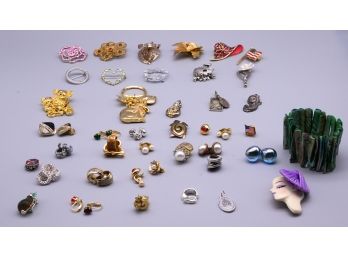 Assort Of Earrings, Bracelet And Pins