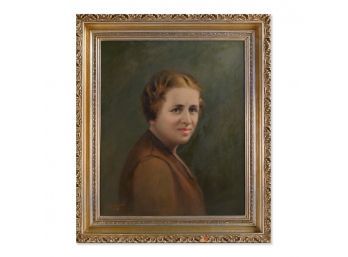 Dated 1949 Traditional Oil Painting 'Portrait Of Lady'