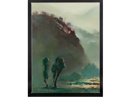 Landscape Original Oil Painting By Artist Guangxin Jin 'Morning Fog'