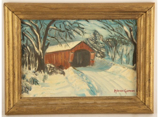 Mildred Gehman (1908 - 2006) Penn. Artist Oil 'Snow'