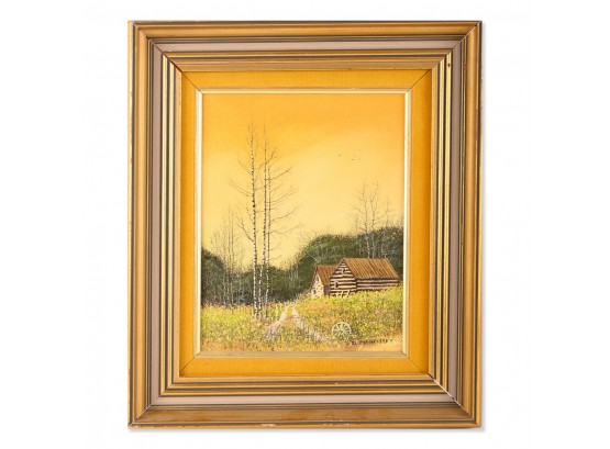 Vintage Deocrational Original OIl Painting 'Ranch In Country'