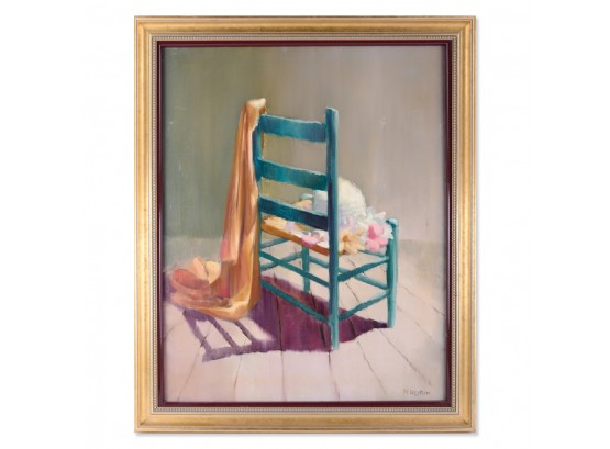 Vintage Large Impressionist Original Oil 'Chair Still Life'