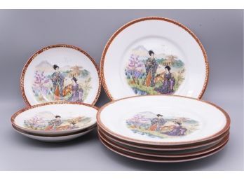 Set Of Large And Small Japanse Porcelain Plates
