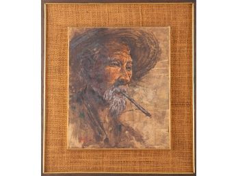 Portrait Watercolor On Rice Paper 'The Old Man'