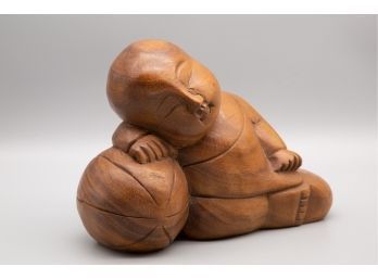 Wood Portrait Decor Figurine 'Little Monk'