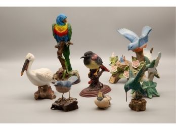 Set Of Porcelain Birds Decor Figurines