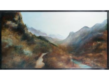 Fine Art  Landscape Original Oil Painting By Artist Jianping Chen 'Mountains'