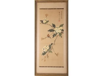 Chinese Huaniao Watercolor 'Flower Viewing Time'
