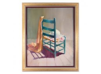 Vintage Large Impressionist Original Oil 'Chair Still Life'