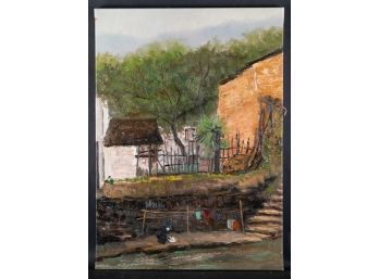 Fine Art Architecture Landscape Original Oil Painting By Artist Zongjie Sun 'Farmhouse'