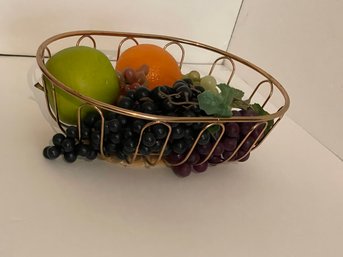 Wire Fruit Bowl W Fake Fruit